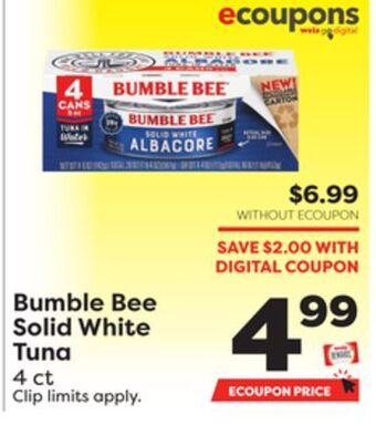 Weis Markets Bumble bee solid white tuna offer