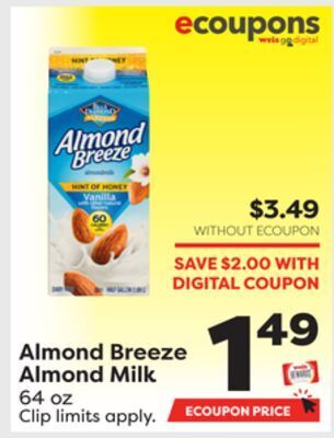 Weis Markets Almond breeze almond milk offer