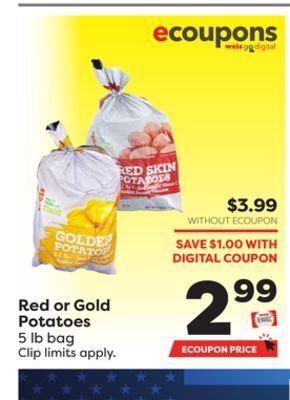 Weis Markets Red or gold potatoes offer