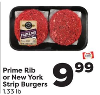 Weis Markets Prime rib or new york strip burgers offer