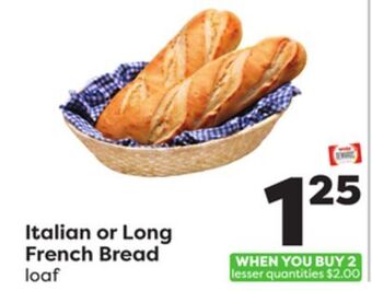 Weis Markets Italian or long french bread offer