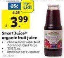 Lidl Smart Juice organic fruit juice offer