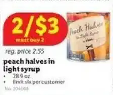 Lidl peach halves in light syrup 28.9 oz. offer