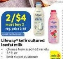 Lidl Lifeway kefir cultured lowfat milk offer