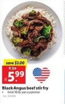 Lidl Black Angus beef stir fry offer