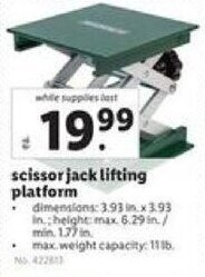Lidl scissor jack lifting platform offer