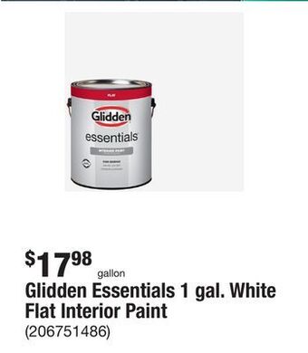 The Home Depot Glidden essentials 1 gal. white flat interior paint offer