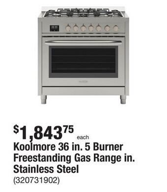 The Home Depot Koolmore 36 in. 5 burner freestanding gas range in. stainless steel offer