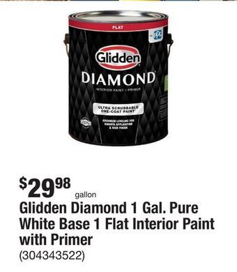 The Home Depot Glidden diamond 1 gal. pure white base 1 flat interior paint with primer offer