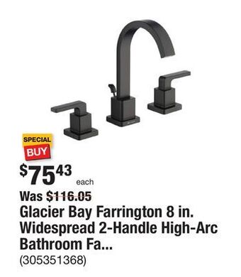 The Home Depot Glacier bay farrington 8 in. widespread 2-handle high-arc bathroom faucet in matte black offer