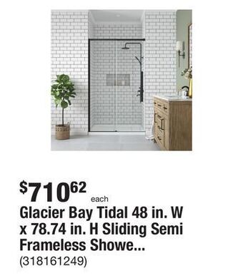 The Home Depot Glacier bay tidal 48 in. w x 78.74 in. h sliding semi frameless shower door in matte black offer