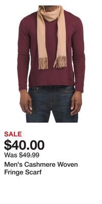 TJ Maxx Men's cashmere woven fringe scarf offer