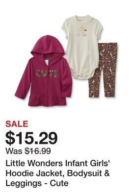 Kmart Little wonders infant girls' hoodie jacket, bodysuit & leggings - cute offer