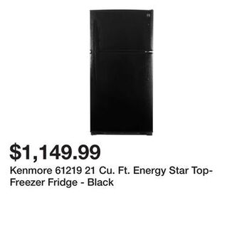 Kmart Kenmore 61219 21 cu. ft. energy star top-freezer fridge - black offer