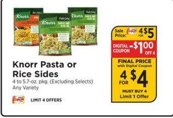 ShopRite Pasta or rice sides offer