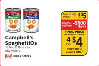 ShopRite Spaghettios offer