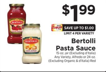 ShopRite Bertolli pasta sauce offer
