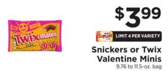 ShopRite Snickers or twix valentine minis offer