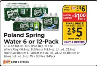 ShopRite Water 6 or 12-pack offer
