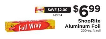 ShopRite Shoprite aluminum foil offer