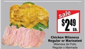 Rancho Markets Chicken milanesa regular or marinated offer