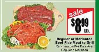 Rancho Markets Regular or marinated beef flap meat to grill offer