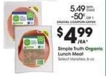 Kroger Simple Truth Organic Lunch Meat offer