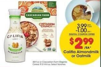 Kroger Califia Almondmilk or Oatmilk offer