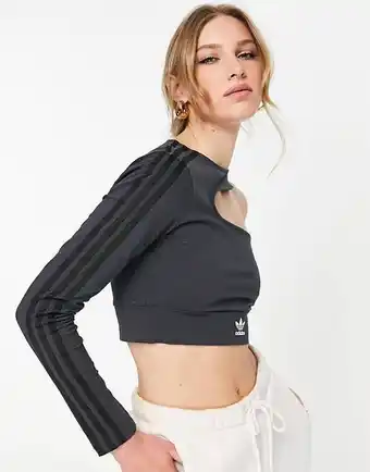 ASOS Adidas originals '80's aerobic' cut out one shoulder crop top in black offer