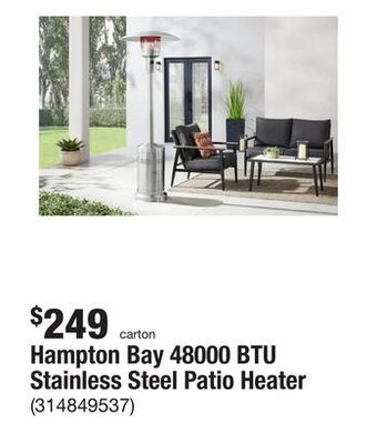 The Home Depot Hampton bay 48000 btu stainless steel patio heater offer