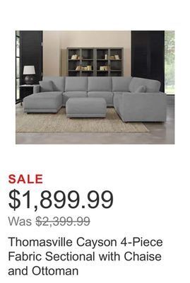 Costco Thomasville cayson 4-piece fabric sectional with chaise and ottoman offer