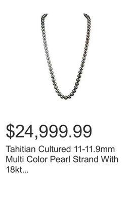 Costco Tahitian cultured 11-11.9mm multi color pearl strand with 18kt white gold clasp offer