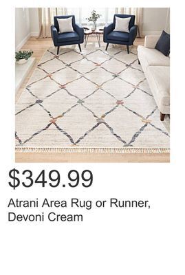 Costco Atrani area rug or runner, devoni cream offer
