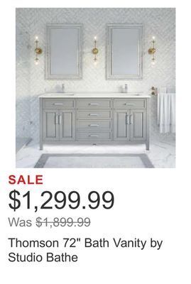 Costco Thomson 72" bath vanity by studio bathe offer