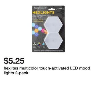 Five Below Hexlites multicolor touch-activated led mood lights 2-pack offer
