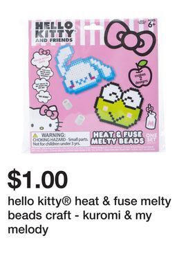 Five Below Hello kitty® heat & fuse melty beads craft - kuromi & my melody offer