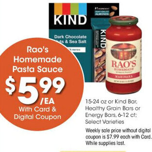 Kroger Rao's Homemade Pasta Sauce offer