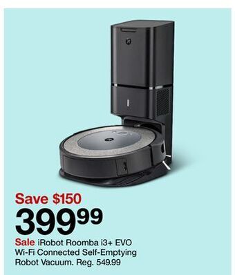Target Irobot roomba i3+ evo wi-fi connected self-emptying robot vacuum offer