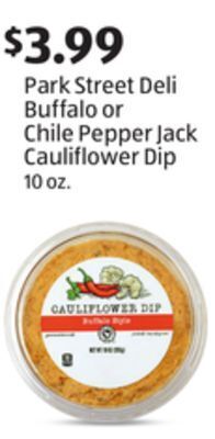 Aldi Park street deli buffalo or chile pepper jack cauliflower dip offer