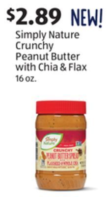 Aldi Simply nature crunchy peanut butter with chia & flax offer