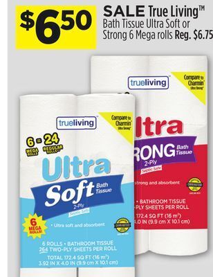 Dollar General True living™ bath tissue offer