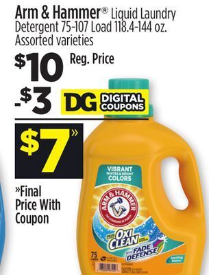Dollar General Arm & hammer® liquid laundry detergent offer
