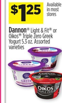 Dollar General Dannon® light & fit® or oikos® triple zero greek yogurt offer