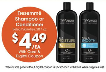 Kroger Tresemme Shampoo or Conditioner offer