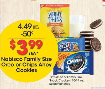 Kroger Nabisco Family Size Oreo or Chips Ahoy Cookies offer