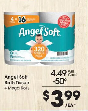Kroger Angel Soft Bath Tissue 4 Mega Rolls offer
