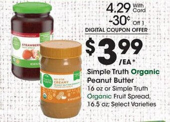 Kroger Simple Truth Organic Peanut Butter 16 oz. offer