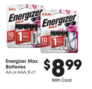 Kroger Energizer Max Batteries AA or AAA 8 Ct. offer