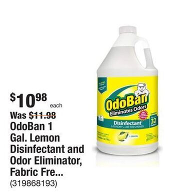 The Home Depot Odoban 1 gal. lemon disinfectant and odor eliminator, fabric freshener, mold control, multi-purpose cleaner offer