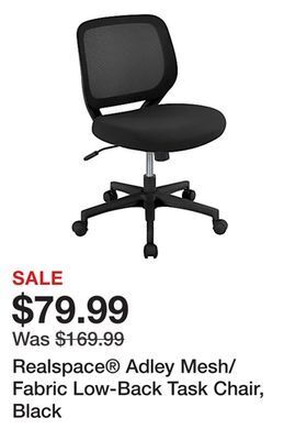 Office Depot Realspace® adley mesh/fabric low-back task chair, black offer